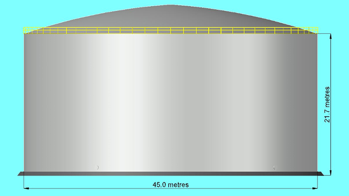 Elevation and dimensions of tanks